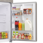 Door storage with beverage bottles, condiments and dairy items