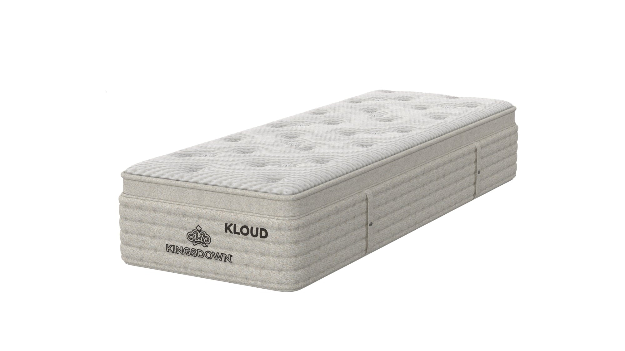 Kingsdown Mist Medium Euro Top 30 x 80 in Queen Mattress, angled view with plush tufted top and light beige quilted side panels