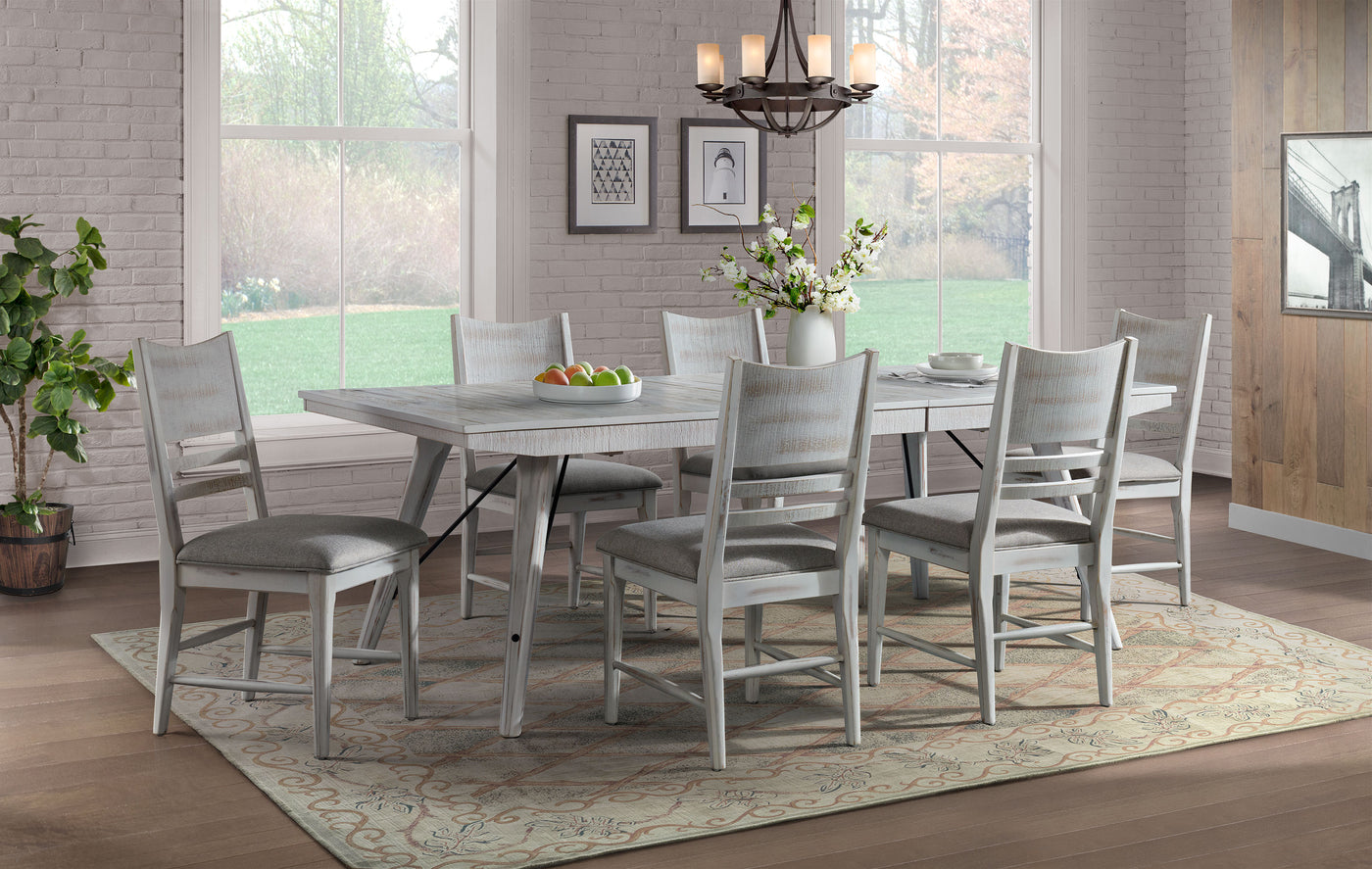 Modern Rustic 7-Piece Extendable Dining Set - Weathered White
