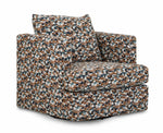 Laila swivel accent chair with multicolour patterned upholstery