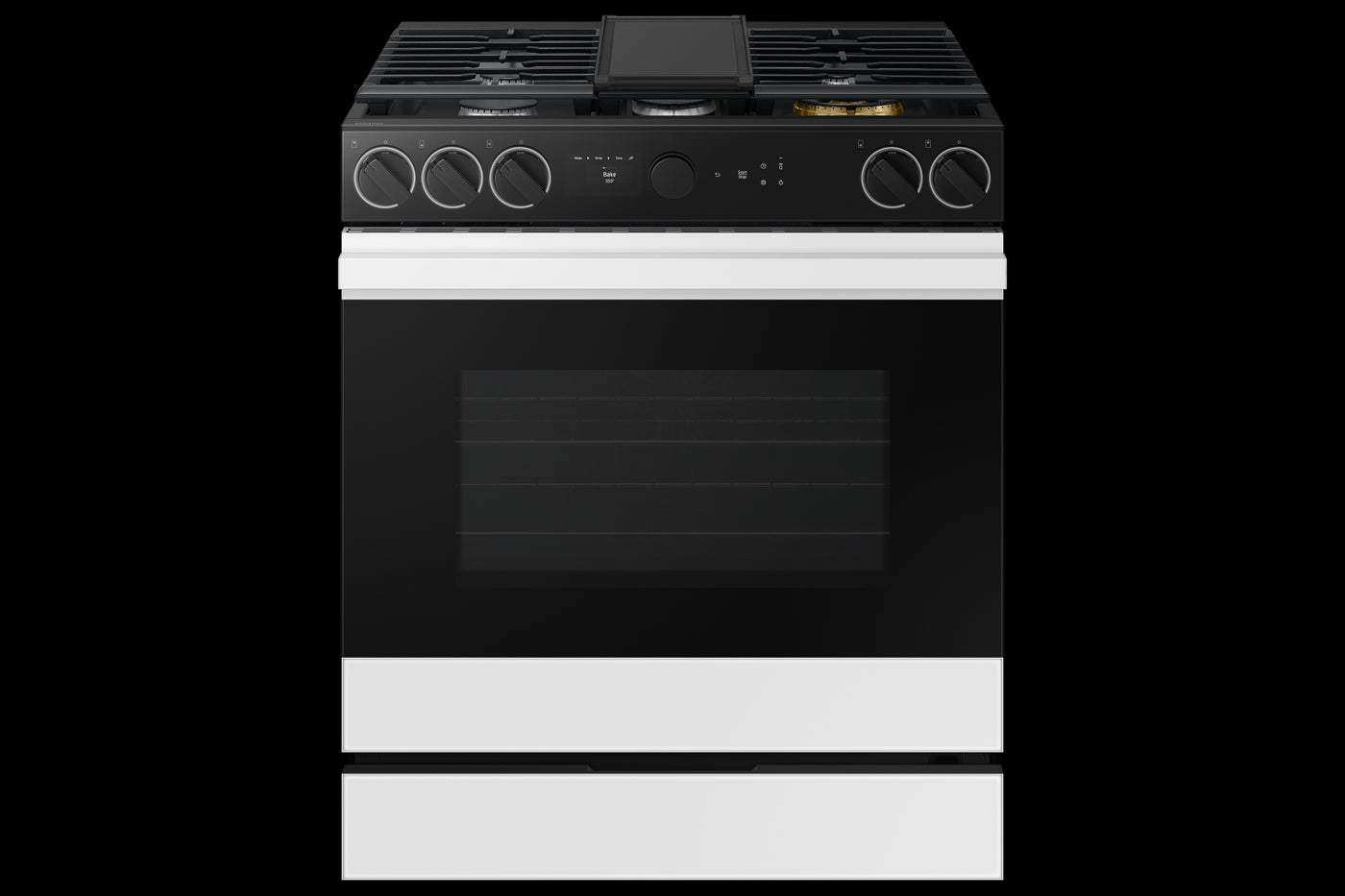 Samsung BESPOKE White Glass 30" Gas True Convection Slide in Range with Oven Camera (6.0cu.ft) - NSG6DB870012AA