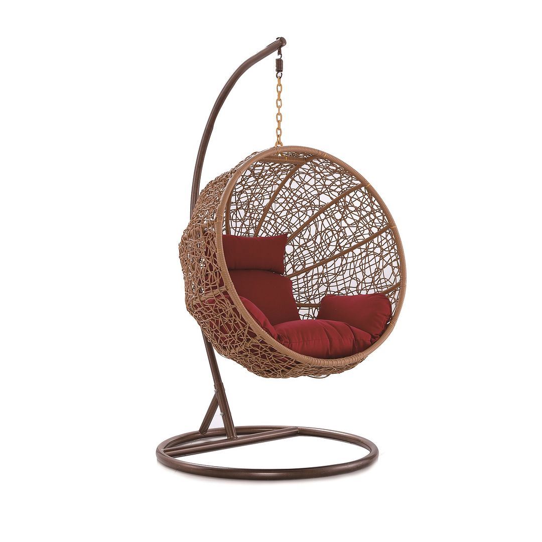 Whitsunday Rattan Egg Hanging Chair - Red