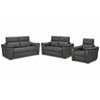 Orlando-Ray Ens. Sofa, causeuse et fauteuil en cuir – gris foncé