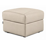 Orlando-Ray cream leather storage ottoman with cushioned top and stitched detailing