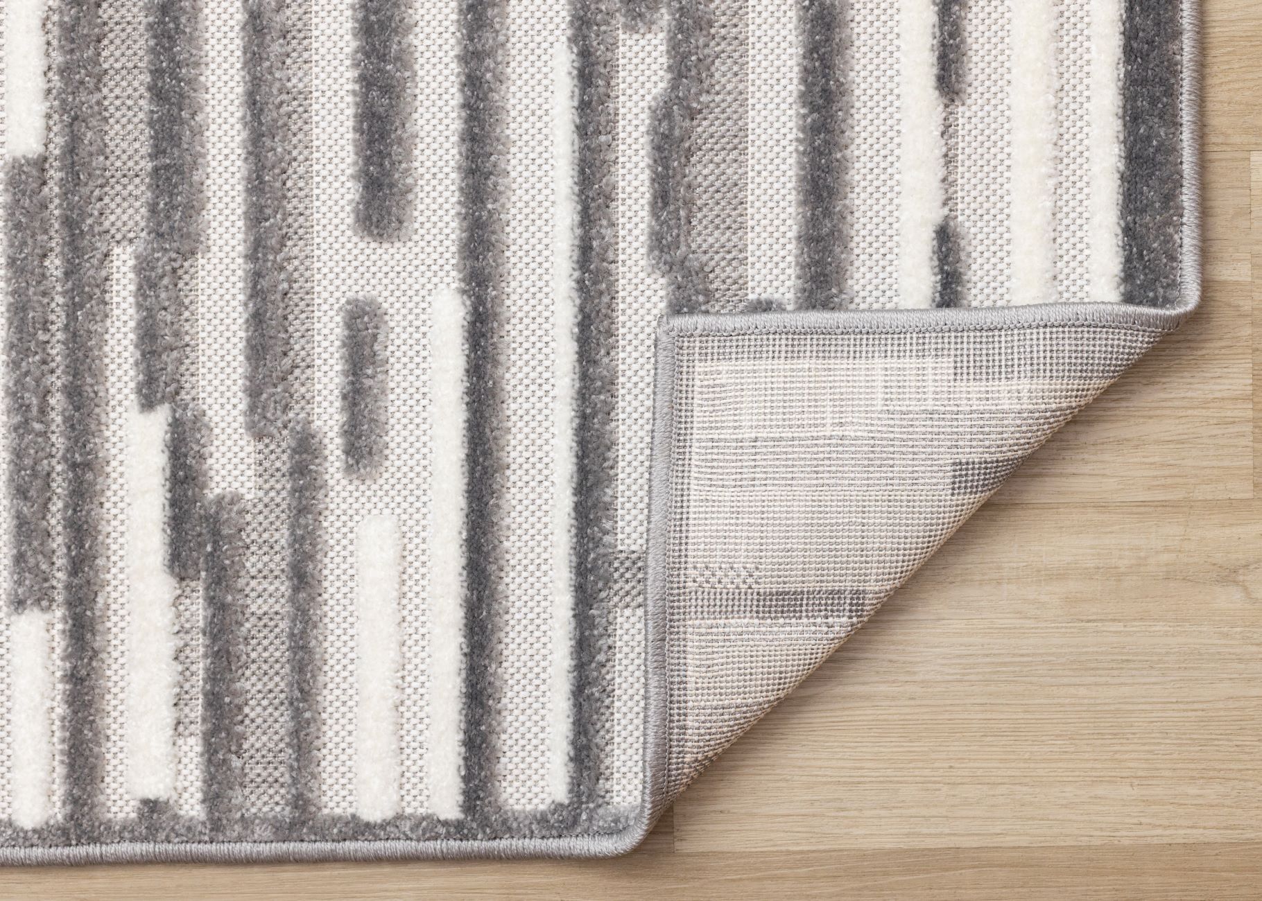 Pixel Drift 6'7" x 9'6" Broken Lines Design Area Rug - Grey, White