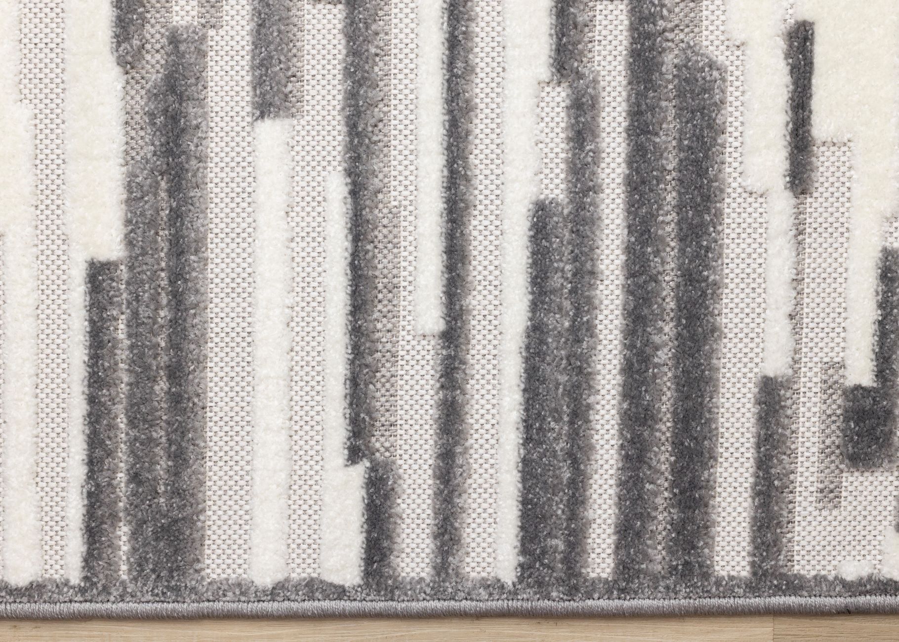 Pixel Drift 6'7" x 9'6" Broken Lines Design Area Rug - Grey, White