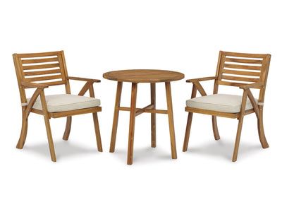 Vallerie Ens. 3 mxc table et chaises de jardin - brun