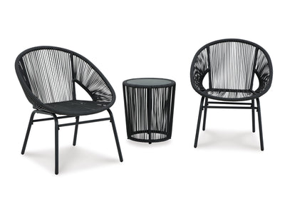 Mandarin Cape Ens. 3 mxc table et chaises de jardin - noir, gris