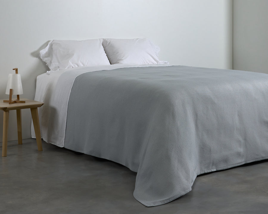 Cotton House Portugal Coverlet 90" x 90" - Diamante Grey