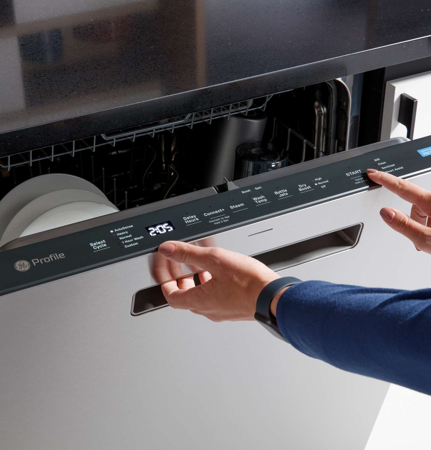 GE Profile 24" Fingerprint Resistant Stainless Smart Dishwasher with Stainless Steel Interior and Third Rack - PDP715SYVFS