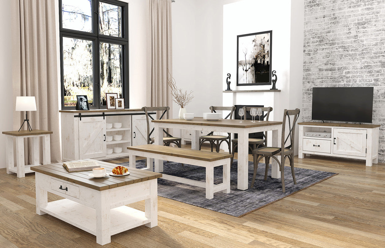 Borsgade 49.25" Reclaimed Pine TV Stand - Antique White/Rustic Natural