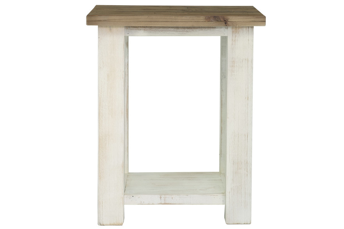 Borsgade Reclaimed Pine End Table - Antique White/Rustic Natural