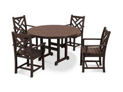 POLYWOOD® Chippendale 5-Piece Round Dining Set - Mahogany