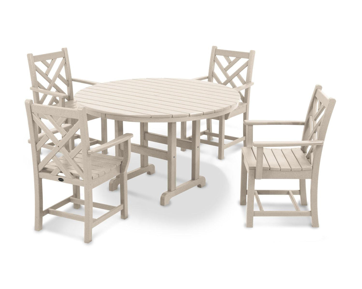 POLYWOOD® Chippendale 5-Piece Round Dining Set - Sand