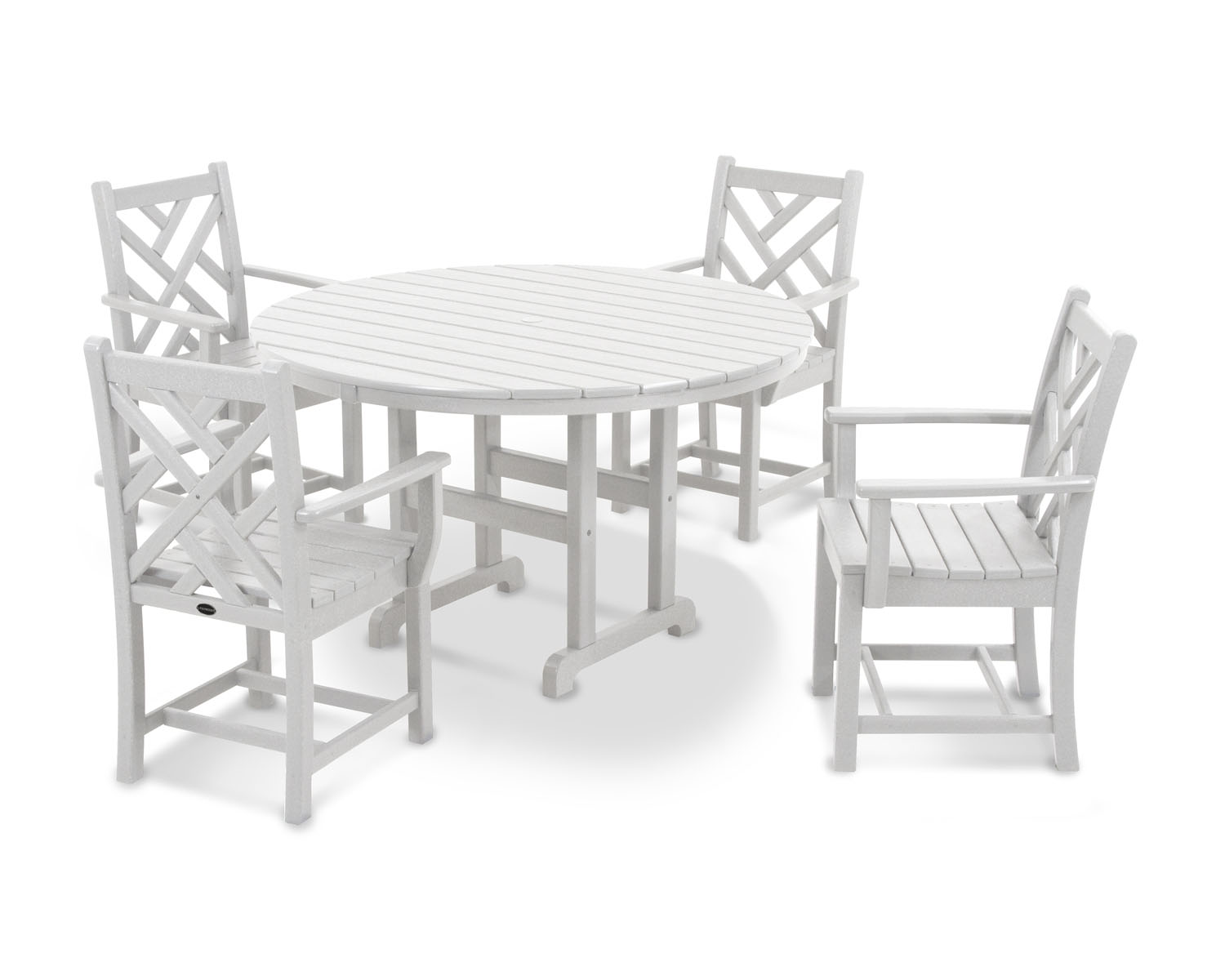 POLYWOOD® Chippendale 5-Piece Round Dining Set - White