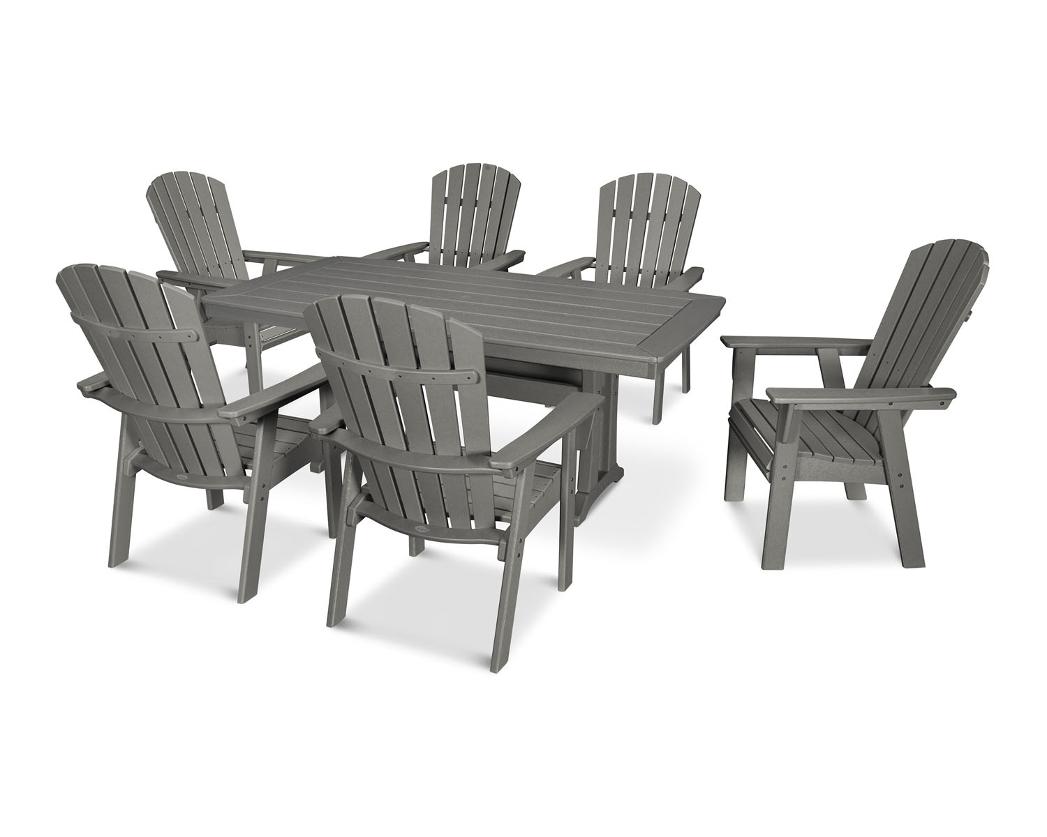 POLYWOOD® Nautical Adirondack 7-Piece Trestle Dining Set - Slate Grey