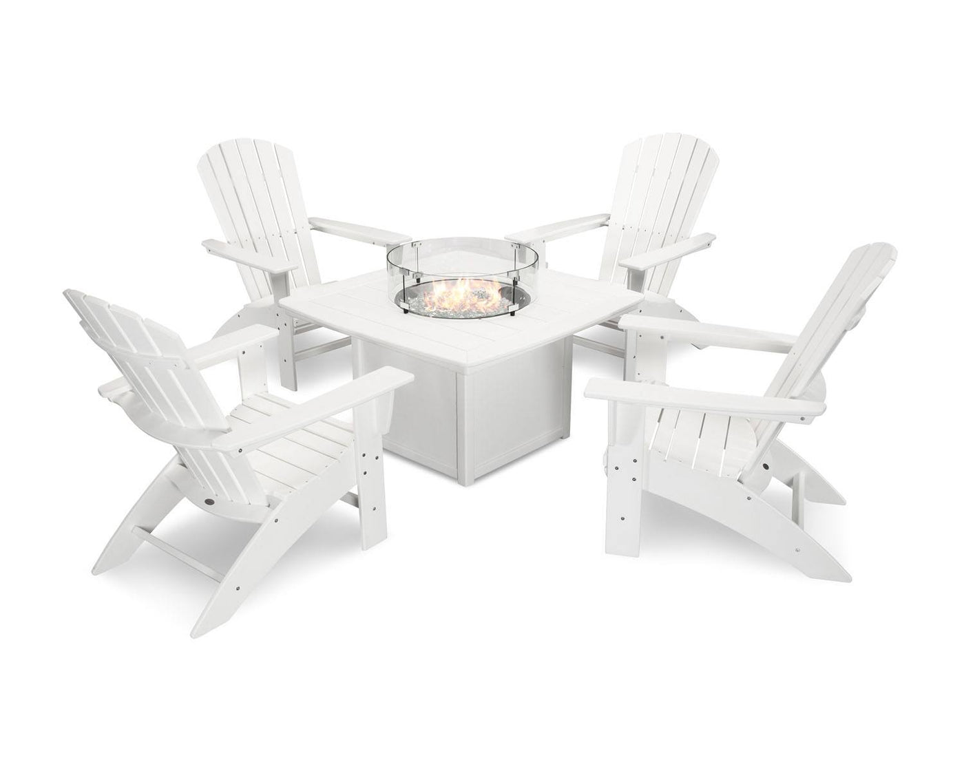 POLYWOOD® Nautical Curveback Adirondack 5Piece Conversation Set with