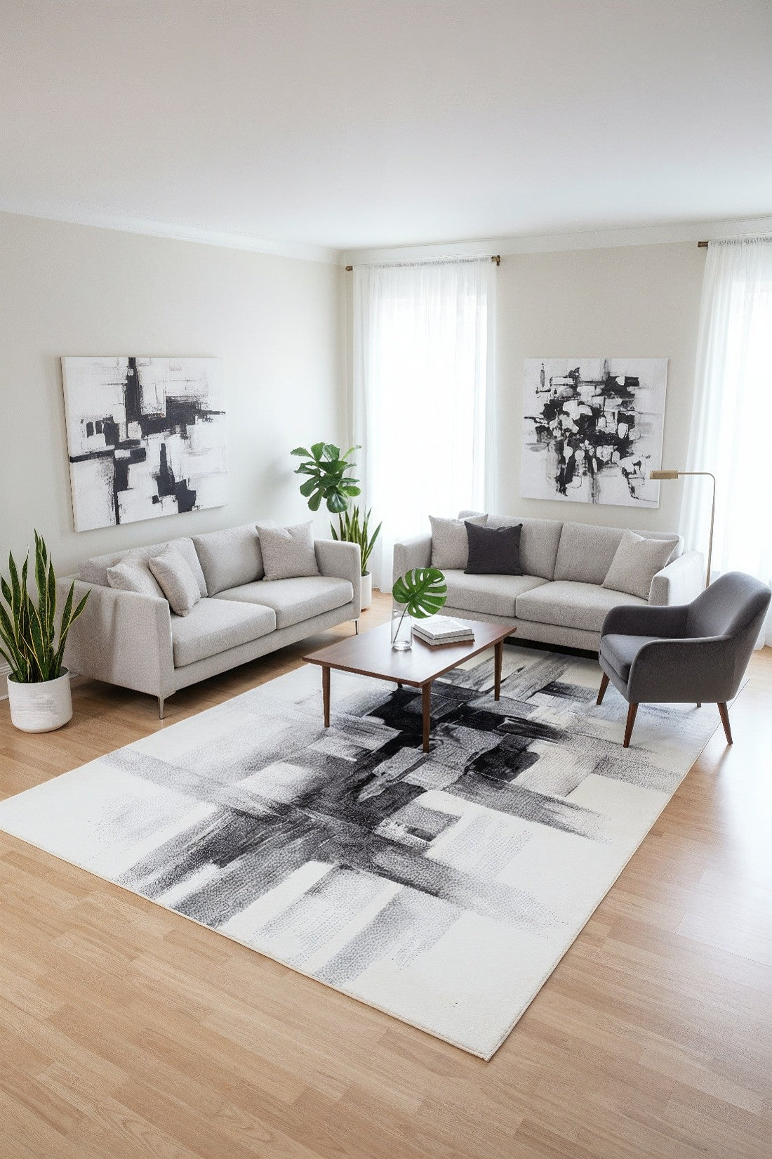 L2 Decor Diamond Area Rug 8' x 11' - Cream, Grey