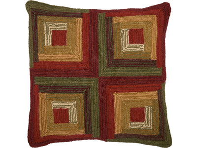 Ferron 18 x 18 Pillow - Moss Green/Cherry Red