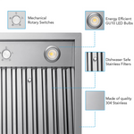 VICTORY Stainless Steel 42" 750 CFM Insert Range Hood - Q5-42