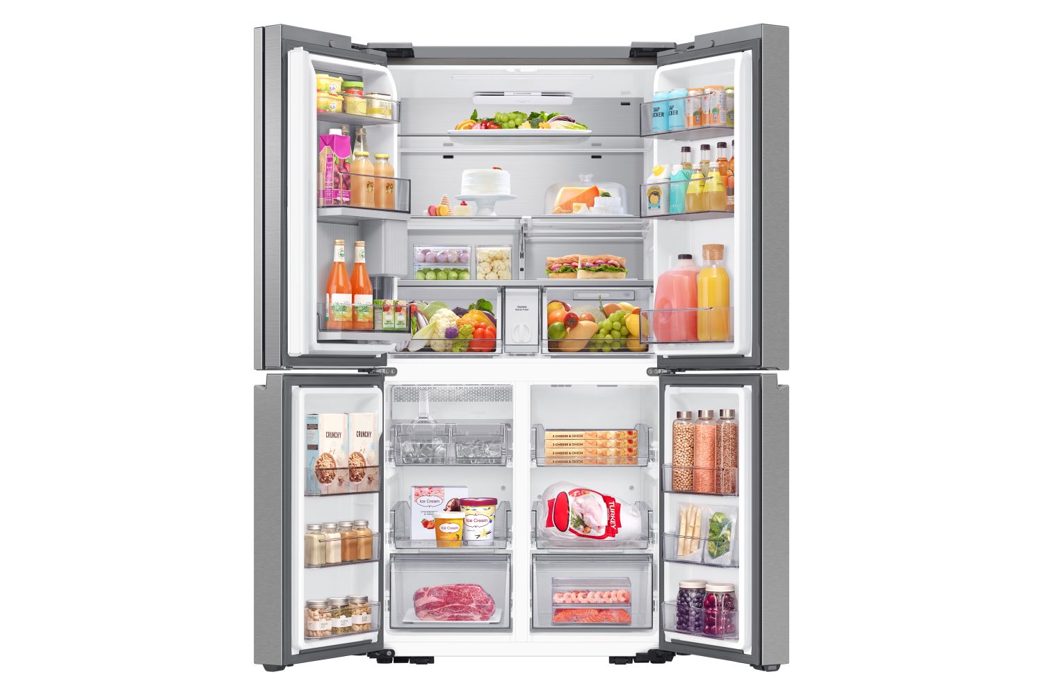Samsung BESPOKE 36" 22.8 Cu. Ft. Stainless Steel 4-Door Flex French Door Refrigerator with Beverage Center -RF23DG9600SRAC