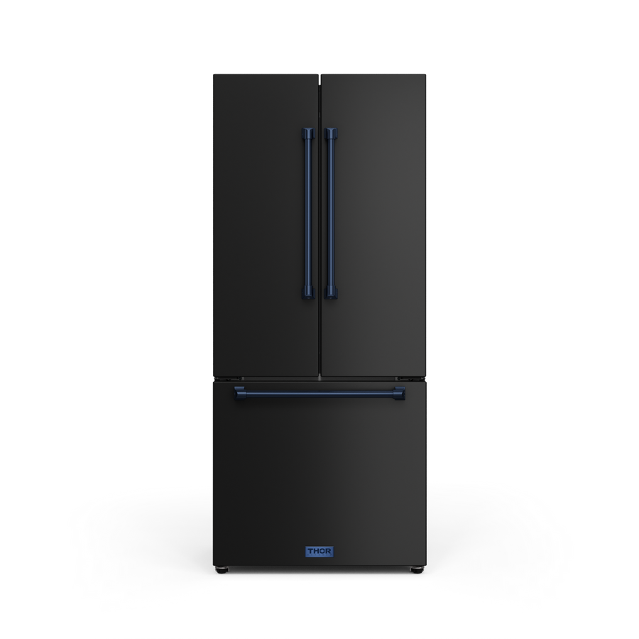 Thor Kitchen - Gordon Ramsay Collection 30" 17.5 Cu. Ft. Matte Black Counter-Depth French Door Refrigerator with Ice Maker - RF3017FFD00-BLU