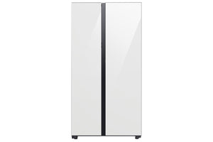Samsung BESPOKE Réfrigérateur 22,6 pi³ côte à côte avec centre de boissons 36 po verre blanc RS23CB760012AA