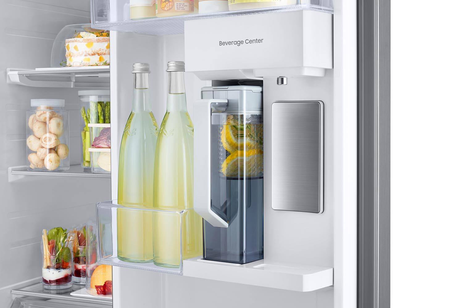 Samsung BESPOKE 36" 22.6 Cu. Ft. White Glass Side-by-Side Refrigerator with Beverage Center - RS23CB760012AA