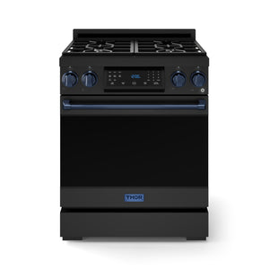 Thor Kitchen Série Gordon Ramsay Cuisinière au gaz professionnelle autonome 4,55 pi³ acier inoxydable noir RSG30B-BLU