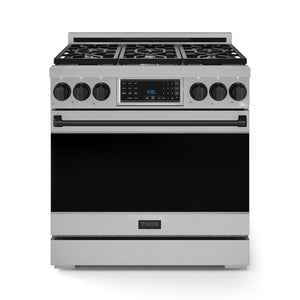 Thor Kitchen Série Gordon Ramsay Cuisinière au gaz propane professionnelle autonome 6,0 pi³ acier inoxydable RSG36LP-BLK