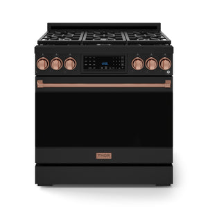 Thor Kitchen Black Stainless Steel Freestanding Professional Liquid Propane Gas Range|Gordon Ramsay Series (6 cu.ft.) - RSG36BLP-RSG