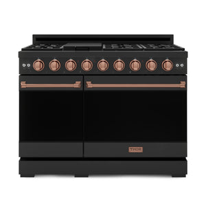 Thor Kitchen Black Stainless Steel Freestanding Professional Double Oven Gas Range|Gordon Ramsay Series (7 cu.ft.) - RSG48EBLP-RSG