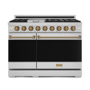 Thor Kitchen Stainless Steel Freestanding Professional Double Oven Gas Range|Gordon Ramsay Series (7 cu.ft.) - RSG48ELP-BRZ