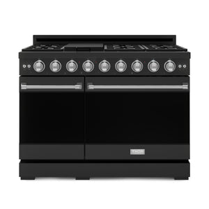 Thor Kitchen Black Stainless Steel Freestanding Professional Double Oven Gas Range|Gordon Ramsay Series ( cu.ft.) - RSG48EBLP-SS