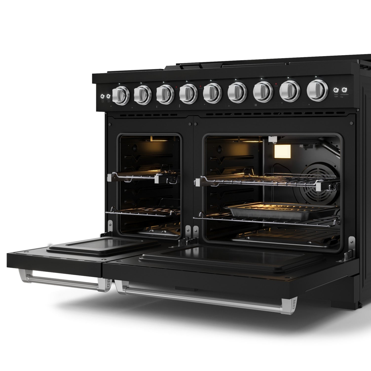 Thor Kitchen Black Stainless Steel Freestanding Professional Double Oven Gas Range|Gordon Ramsay Series ( 7 cu.ft.) - RSG48EB-SS