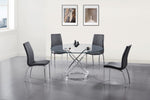 Axis 5-Piece Round Dining Room Set - Glass and Chrome