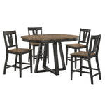 Addie 5-Piece Extendable Counter Height Dining Set with Splat-Back Stools - Brown