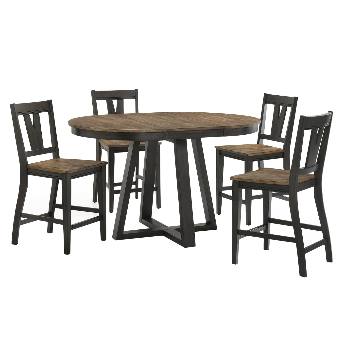 Addie 5-Piece Extendable Counter Height Dining Set with Splat-Back Stools - Brown