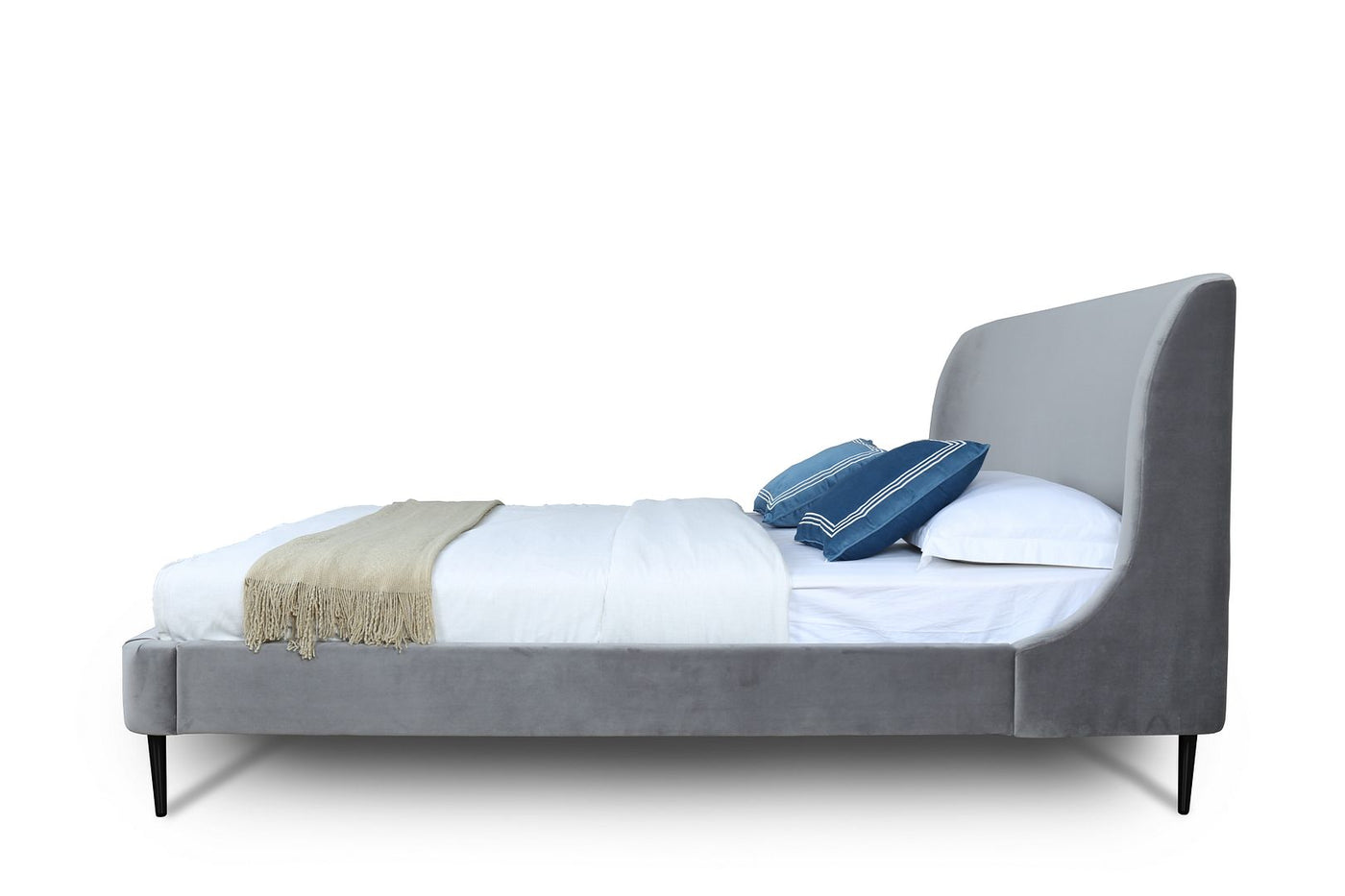 Stege Full-Size Bed - Grey/Black Legs