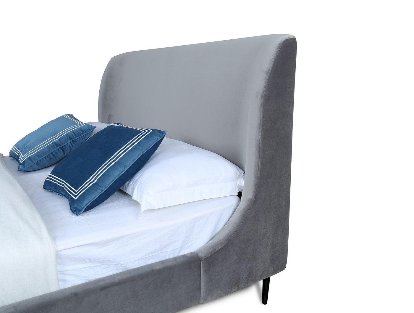 Stege Full-Size Bed - Grey/Black Legs
