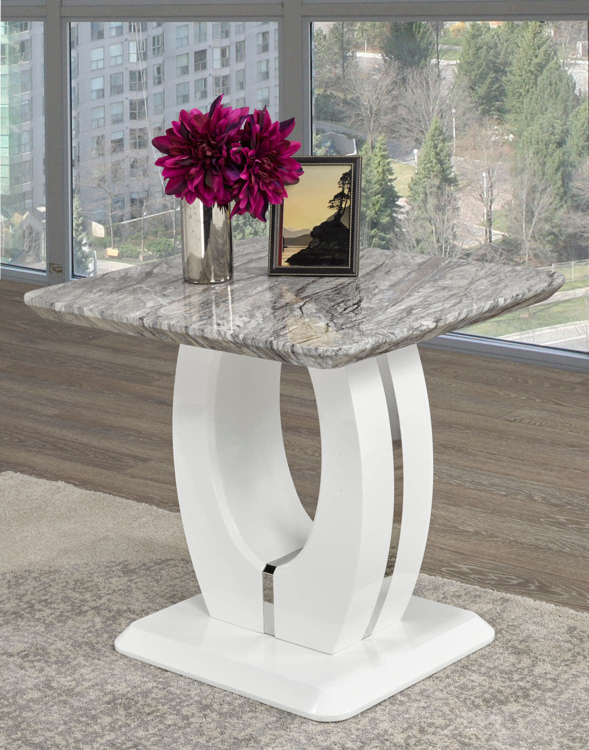 Salentino End Table - Antique White and Grey