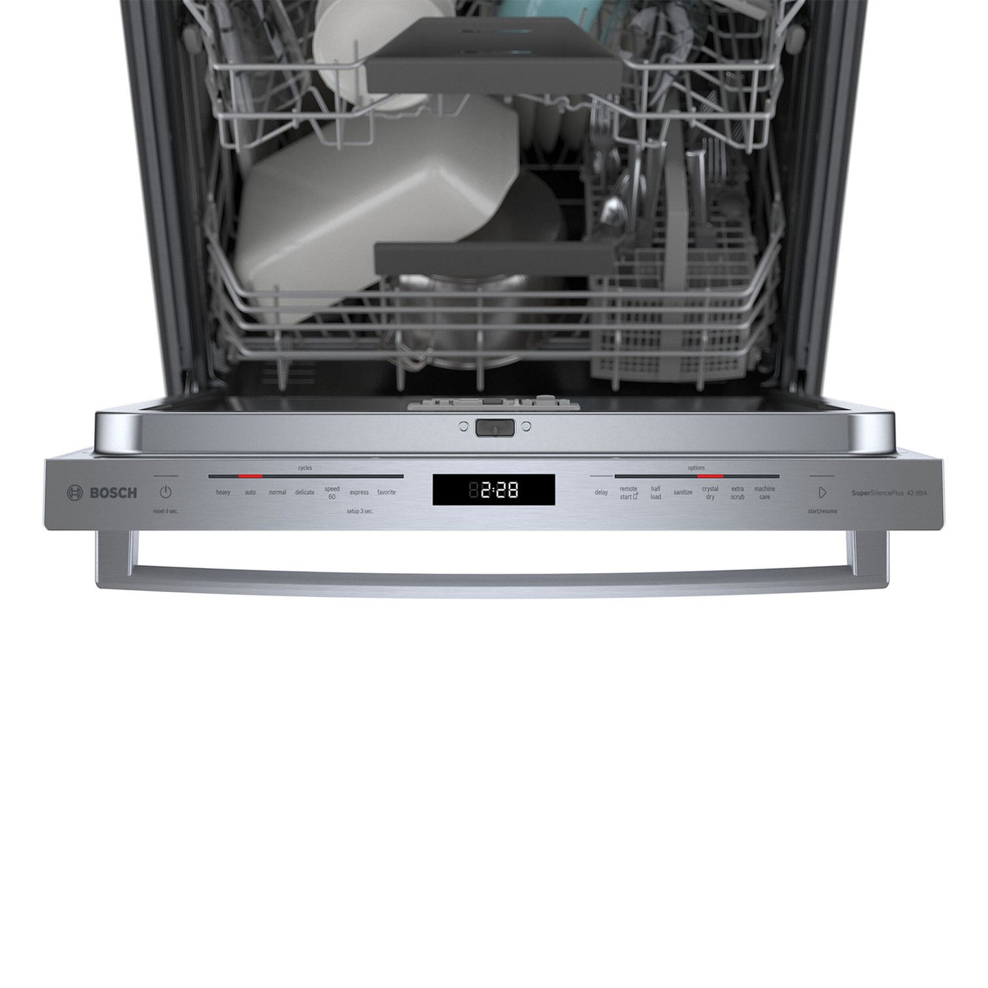 Bosch Stainless Steel 24-Inch Smart Built-In Dishwasher with Home Connect, CrystalDry, Third Rack, 42 dBA - SHX78B75UC