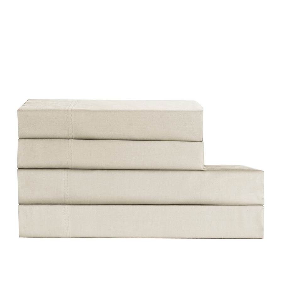 Cotton House 100% Cotton Pima Queen Sheet Set - 500 Thread Count Pumie Stone Beige