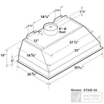 VICTORY Stainless Steel 36" 900 CFM Range Hood Insert - Star-36
