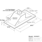 VICTORY Matte Black 600 CFM Flush Ceiling Range Hood - Sunset-BK