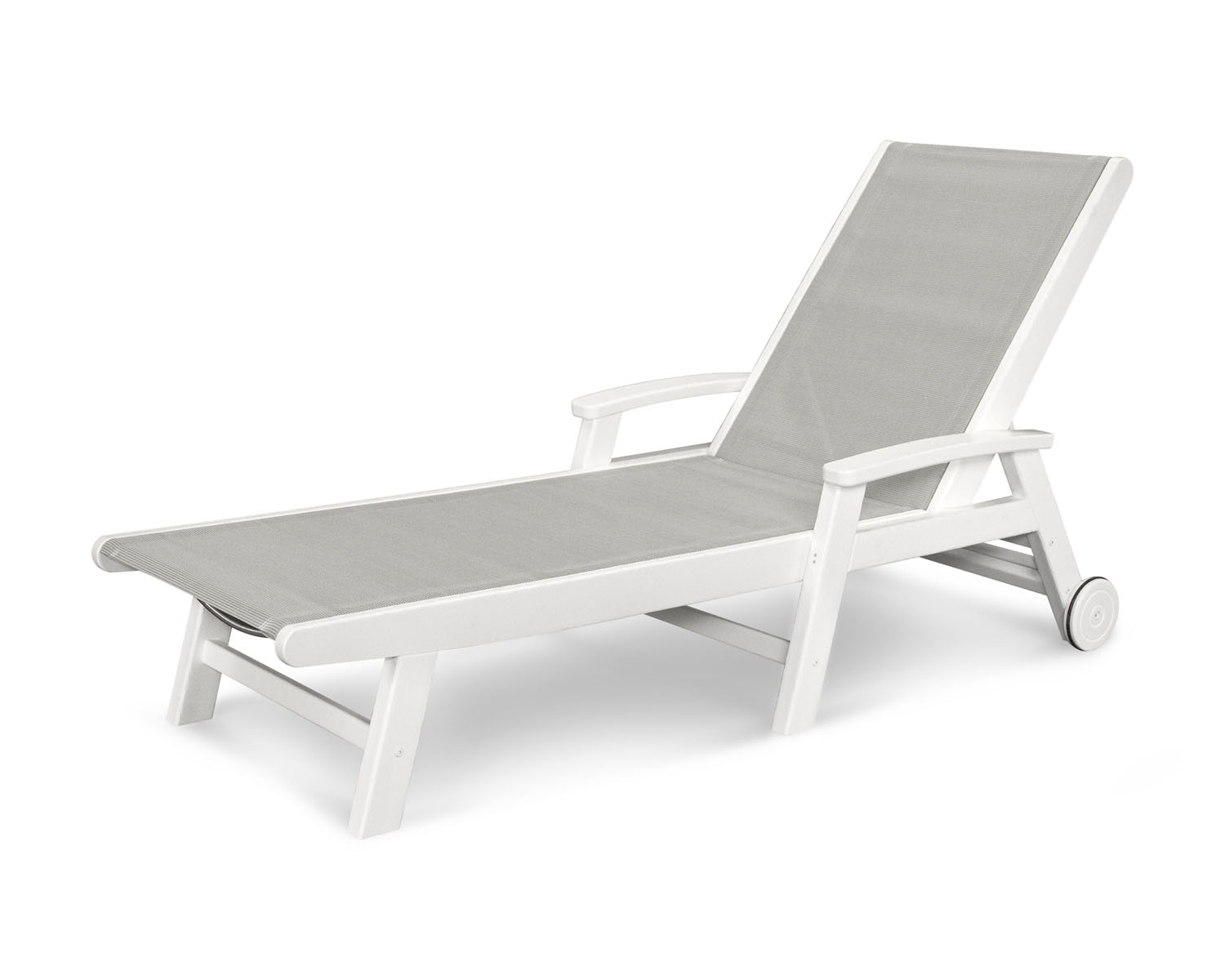 POLYWOOD® Coastal Wheel Chaise - Grey/White