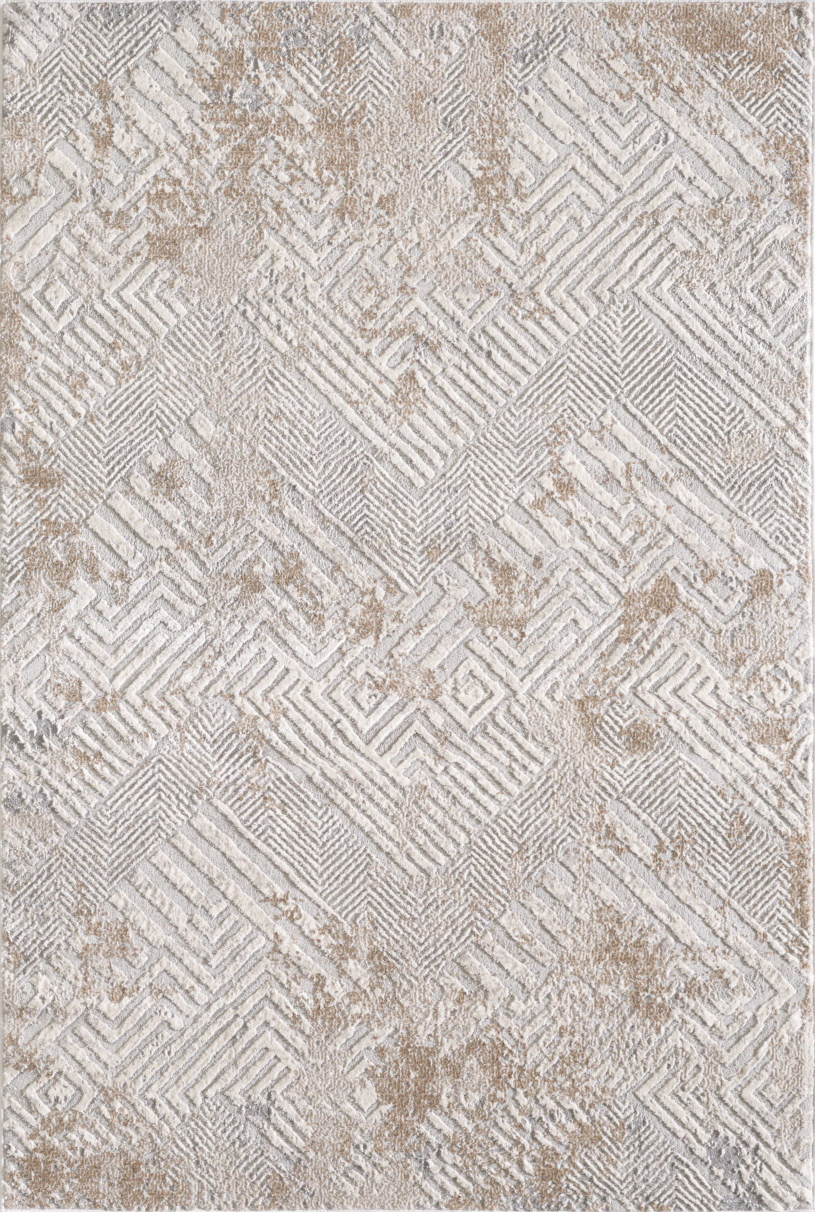 L2 Decor Symphony Area Rug 5' x 8' with Underpad - Light Grey, Beige