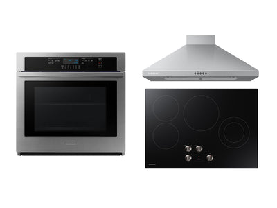 Samsung Ens. Appareils de cuisine incluant four encastré, surface de cuisson électrique et hotte de cuisinière de série 5000 acier inoxydable