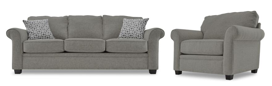 Duffield Sofa and Chair Set - Sutton Charcoal