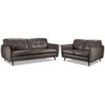 Carlino Leather Sofa and, Loveseat - Grey